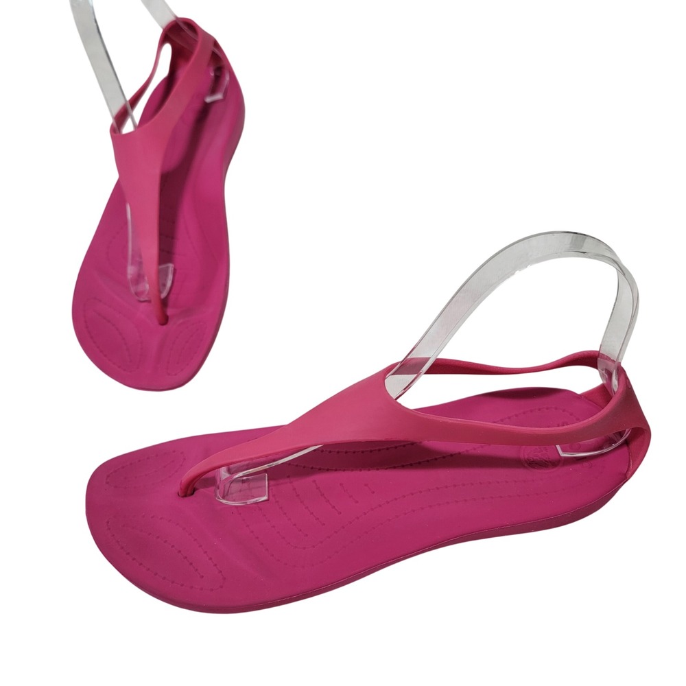 Crocs Serena Sexi Flip Sandals Womens Size 9 Hot Pink Strappy Thong  Flat